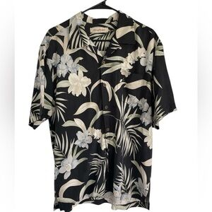Men’s Tommy Bahama Casual Black and White Silk short sleeve Tropical large